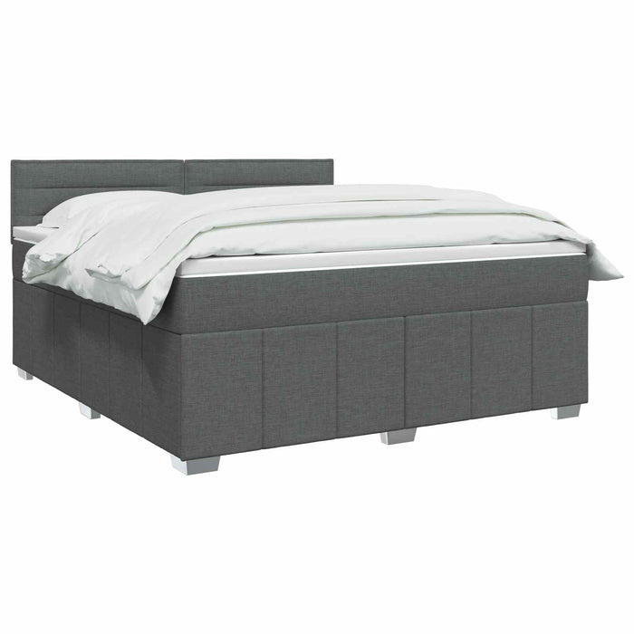 Pat boxspring cu saltea Gri închis 180 x 200 cm Țesătură WALTI