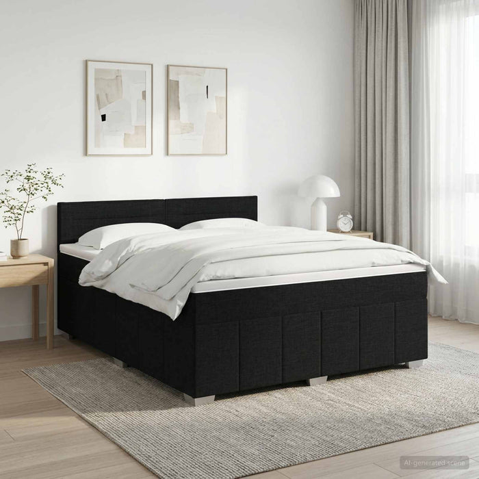Pat boxspring cu saltea Negru 140 x 200 cm Țesătură WALTI