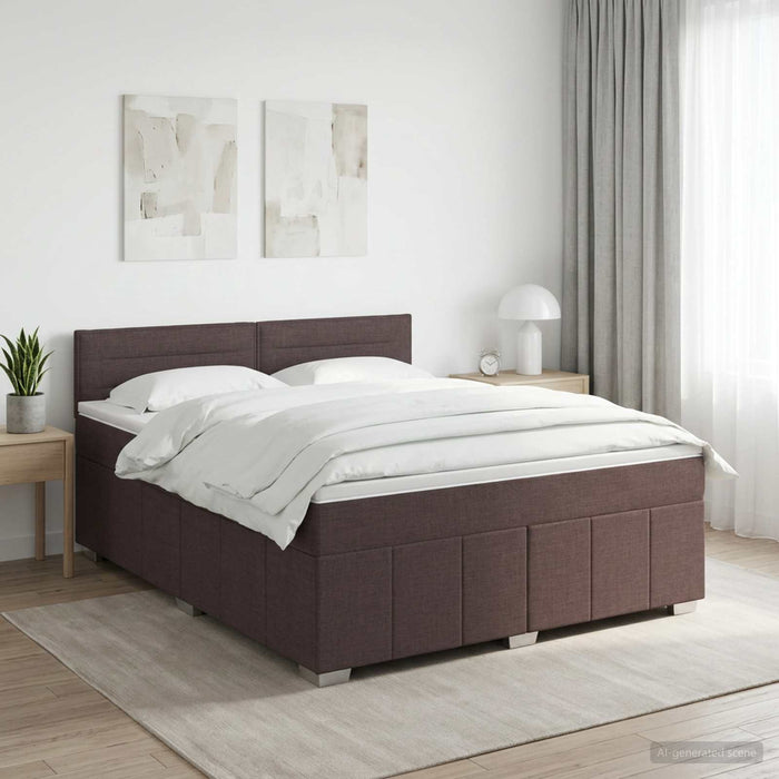 Pat boxspring cu saltea Maro închis 140 x 200 cm Țesătură WALTI