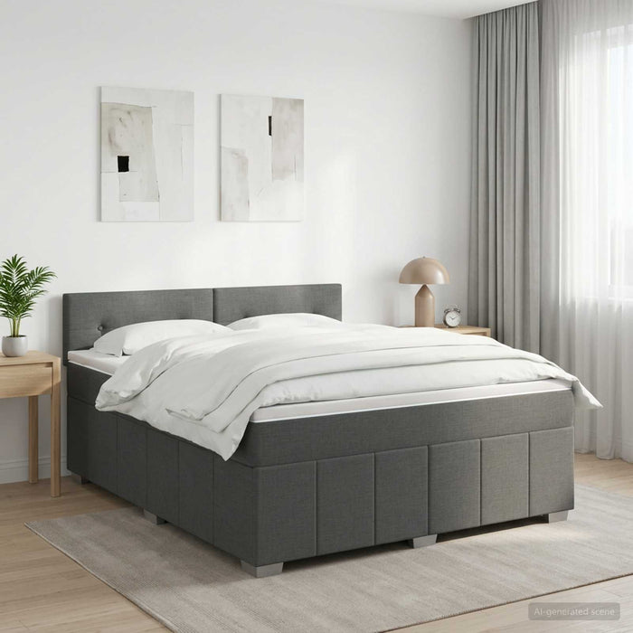 Pat boxspring cu saltea Gri închis 180 x 200 cm Țesătură WALTI