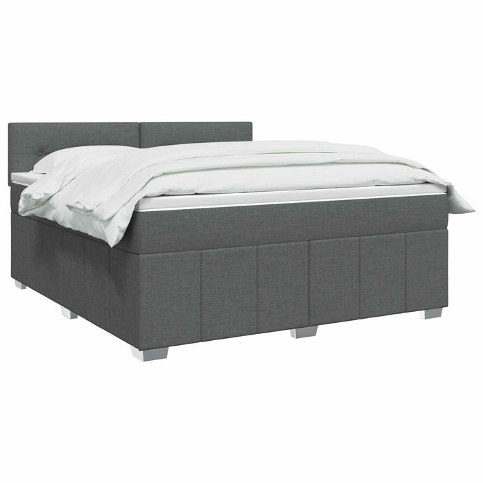 Pat boxspring cu saltea Gri închis 180 x 200 cm Țesătură WALTI