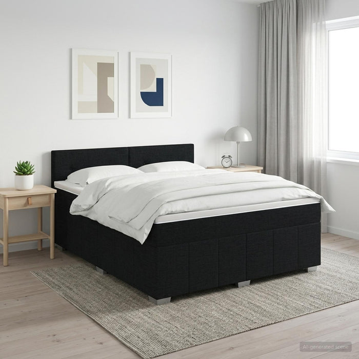 Pat boxspring cu saltea Negru 140 x 200 cm Țesătură - WALTI WALTI