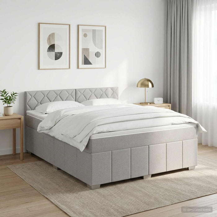 Pat boxspring cu saltea Gri deschis 140 x 190 cm Țesătură WALTI