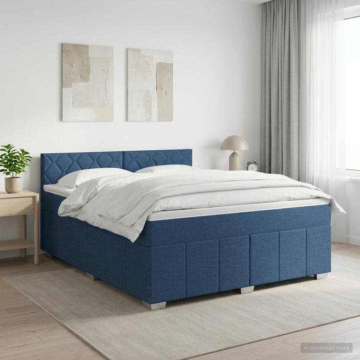 Pat boxspring cu saltea albastru 140 x 200 cm Țesătură - WALTI WALTI