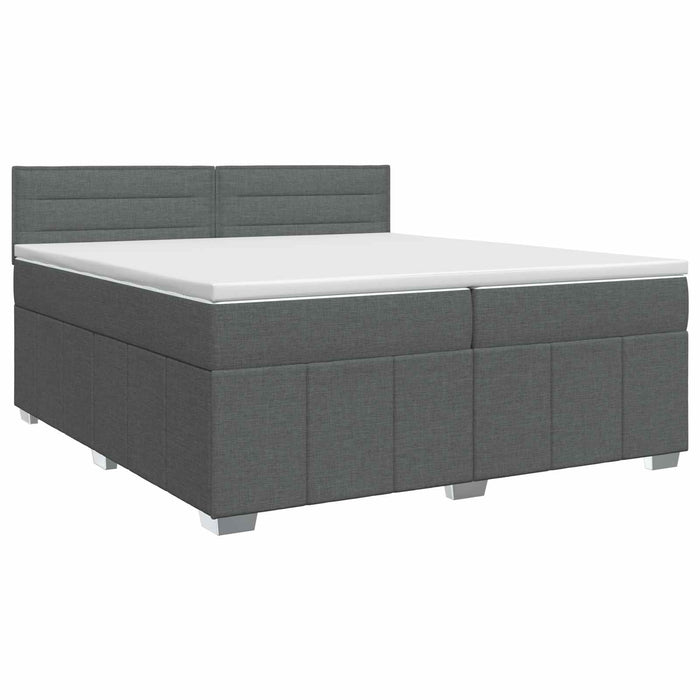 Pat boxspring cu saltea Gri închis 200 x 200 cm Țesătură WALTI