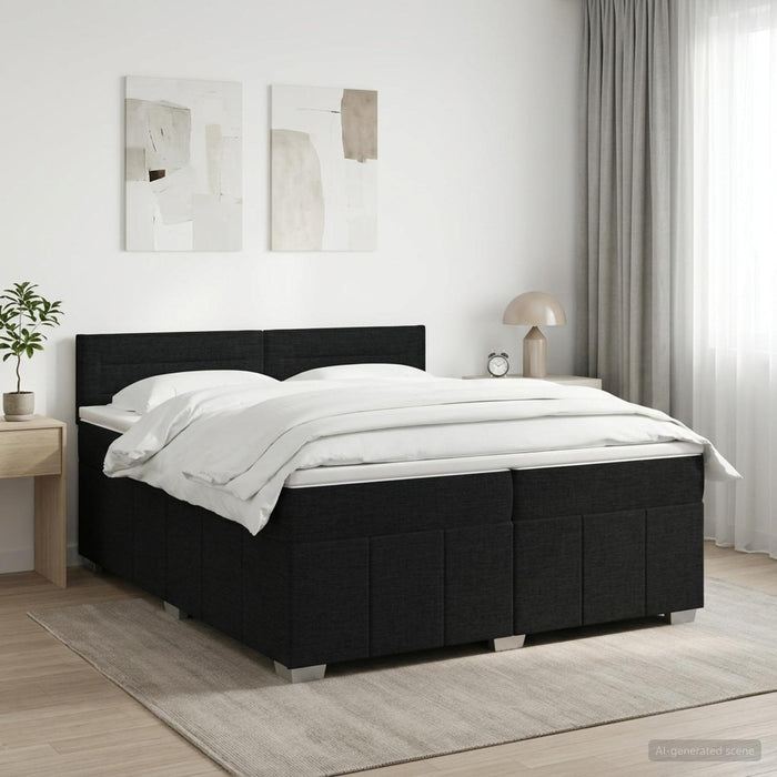 Pat boxspring cu saltea Negru 200 x 200 cm Țesătură WALTI