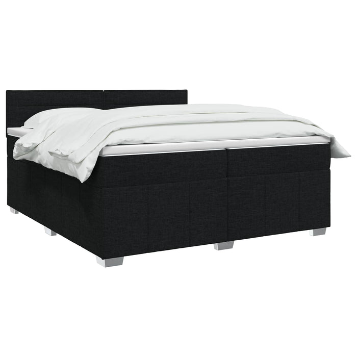 Pat boxspring cu saltea Negru 200 x 200 cm Țesătură WALTI