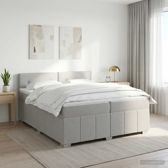 Pat boxspring cu saltea Gri deschis 200 x 200 cm Țesătură - WALTI WALTI