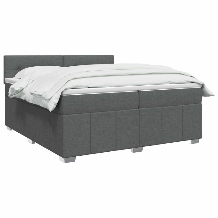 Pat boxspring cu saltea Gri închis 200 x 200 cm Țesătură - WALTI WALTI