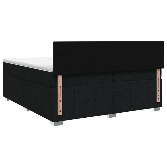 Pat boxspring cu saltea Negru 200 x 200 cm Țesătură - WALTI WALTI