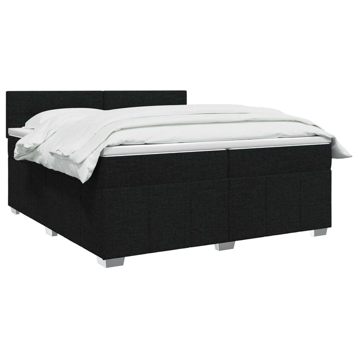 Pat boxspring cu saltea Negru 200 x 200 cm Țesătură - WALTI WALTI