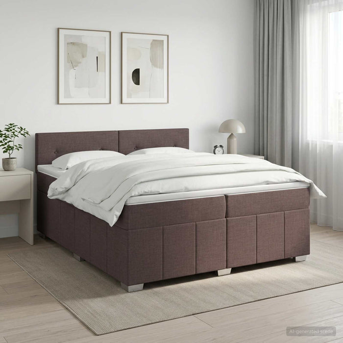 Pat boxspring cu saltea Maro închis 200 x 200 cm Țesătură - WALTI WALTI