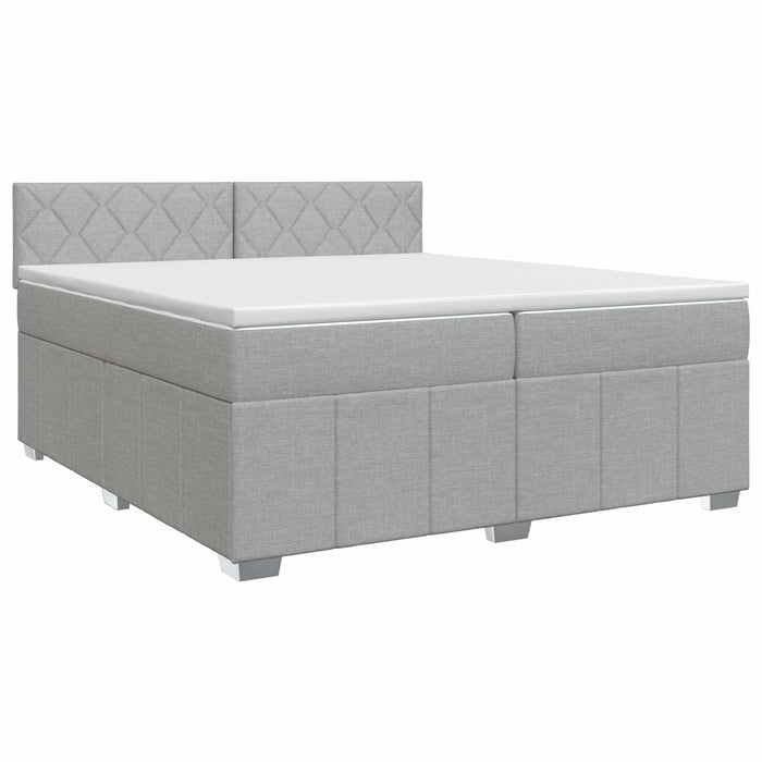 Pat boxspring cu saltea Gri deschis 200 x 200 cm Țesătură WALTI