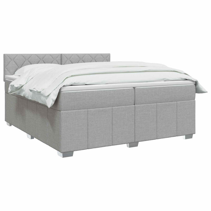 Pat boxspring cu saltea Gri deschis 200 x 200 cm Țesătură WALTI