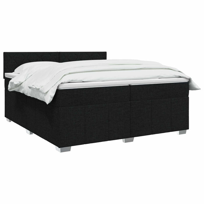 Pat boxspring cu saltea Negru 200 x 200 cm Țesătură WALTI