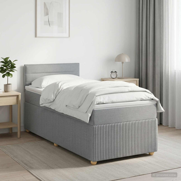 Pat boxspring cu saltea Gri deschis 90 x 190 cm Țesătură - WALTI WALTI