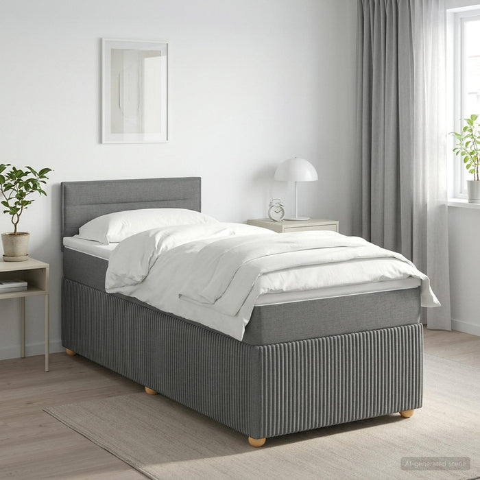 Pat boxspring cu saltea Gri închis 90 x 200 cm Țesătură - WALTI WALTI
