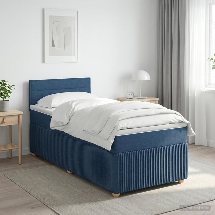 Pat boxspring cu saltea albastru 90 x 190 cm Țesătură - WALTI WALTI