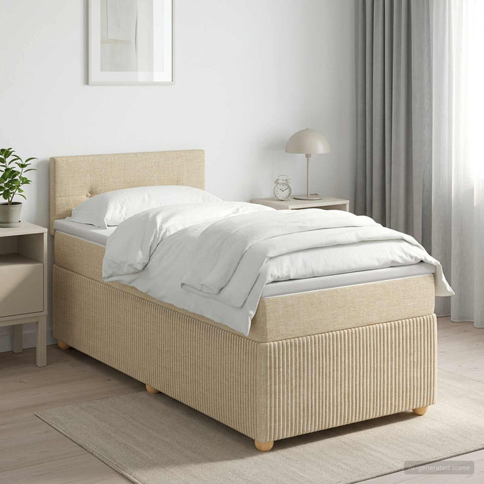 Pat boxspring cu saltea cu headboard Crem 100 x 200 cm Țesătură WALTI