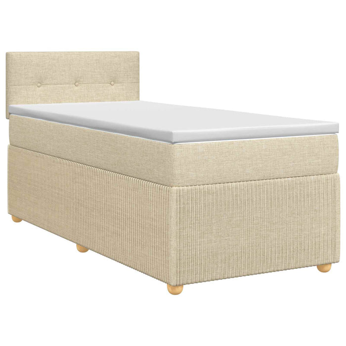 Pat boxspring cu saltea cu headboard Crem 80 x 200 cm Țesătură WALTI