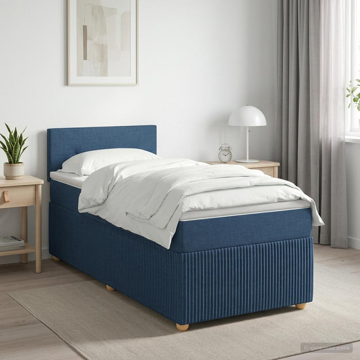 Pat boxspring cu saltea albastru 100 x 200 cm Țesătură WALTI