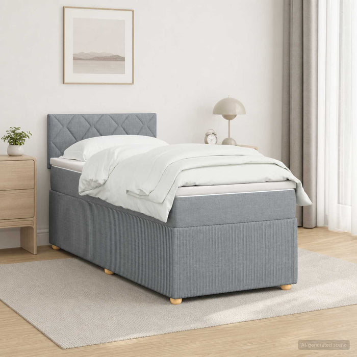 Pat boxspring cu saltea Gri deschis 100 x 200 cm Țesătură WALTI