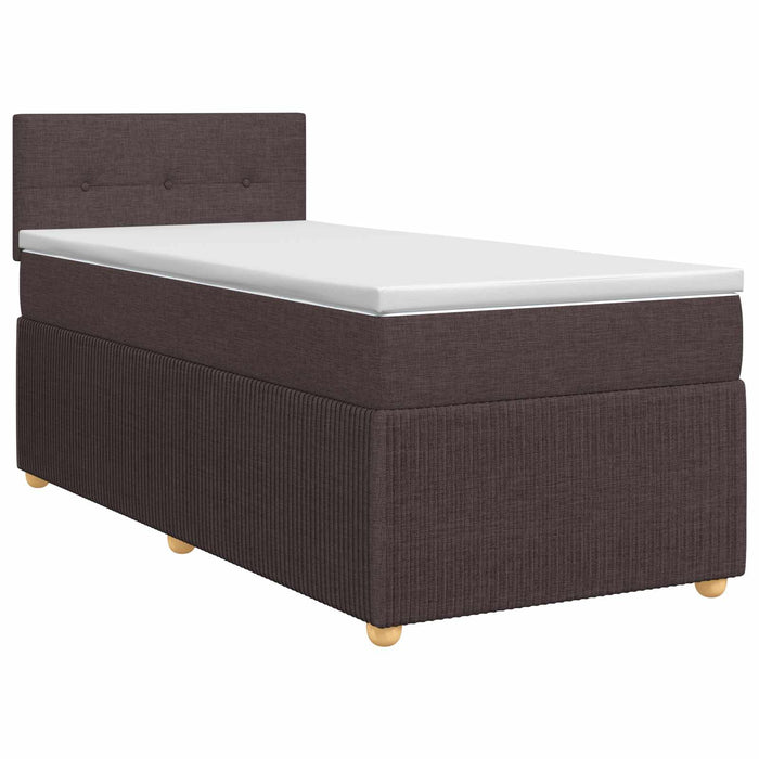 Pat boxspring cu saltea Maro închis 90 x 190 cm Țesătură WALTI