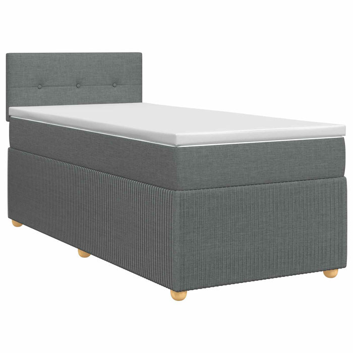 Pat boxspring cu saltea Gri închis 100 x 200 cm Țesătură WALTI