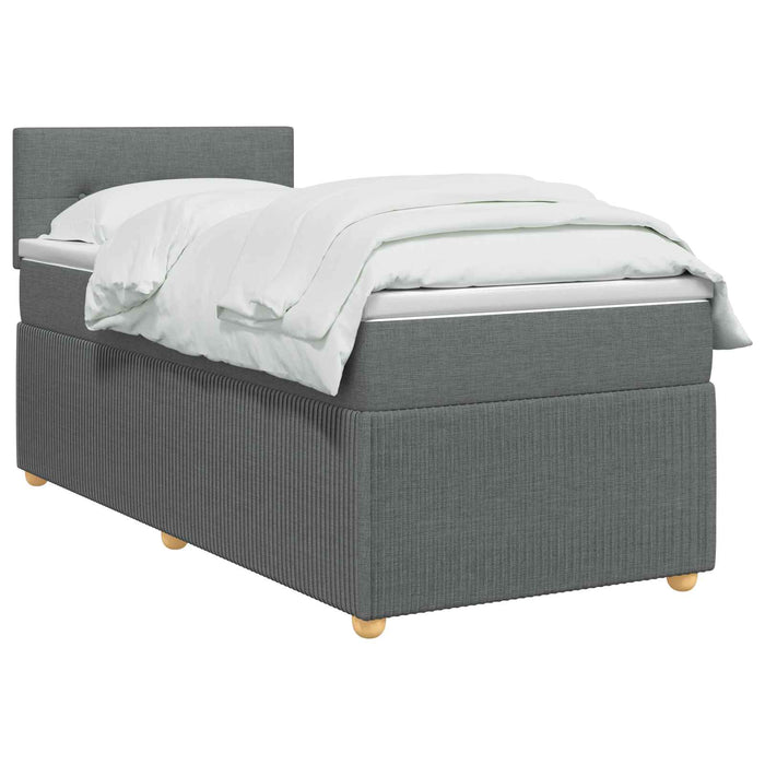 Pat boxspring cu saltea Gri închis 100 x 200 cm Țesătură WALTI