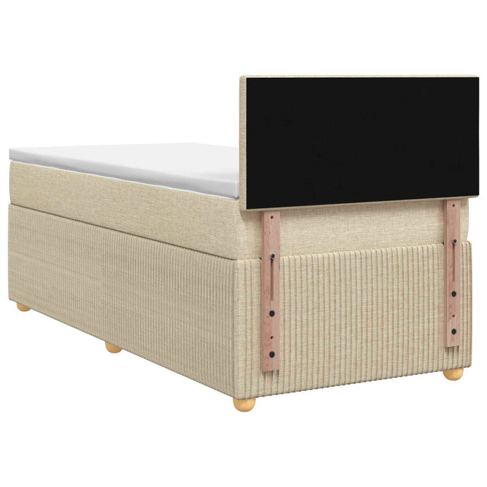 Pat boxspring cu saltea cu headboard Crem 100 x 200 cm Țesătură WALTI