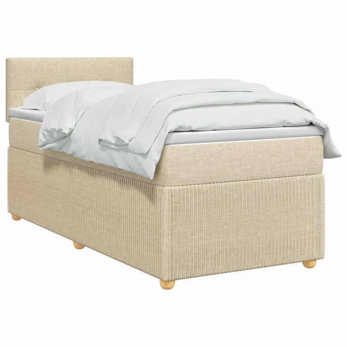 Pat boxspring cu saltea cu headboard Crem 100 x 200 cm Țesătură WALTI