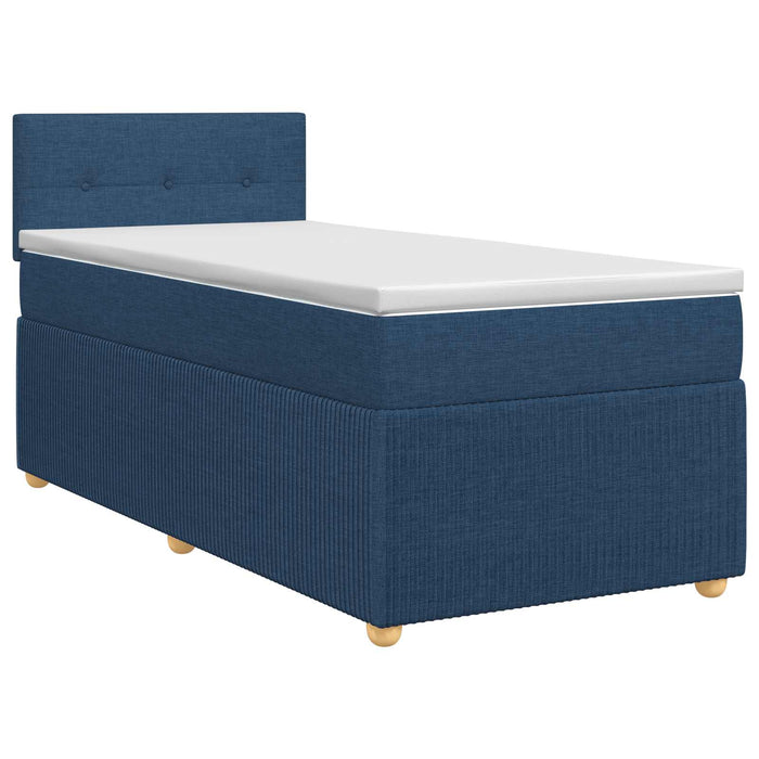 Pat boxspring cu saltea albastru 100 x 200 cm Țesătură WALTI