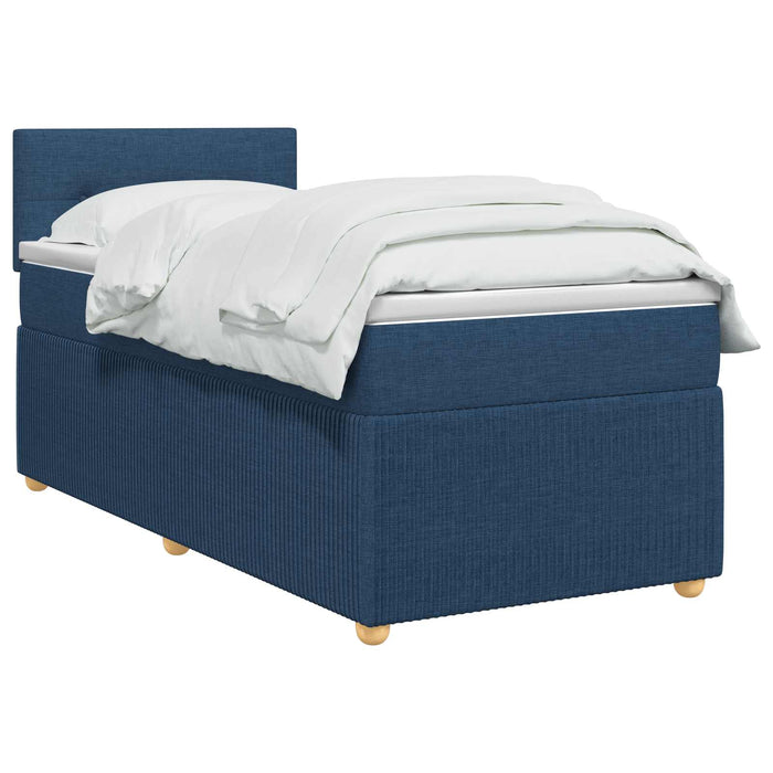 Pat boxspring cu saltea albastru 100 x 200 cm Țesătură WALTI