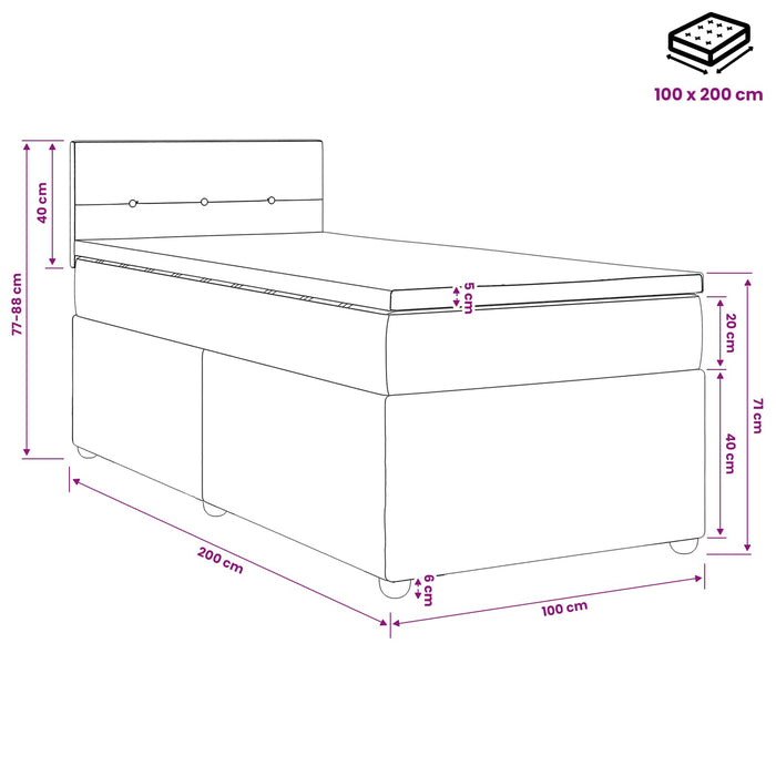 Pat boxspring cu saltea albastru 100 x 200 cm Țesătură WALTI