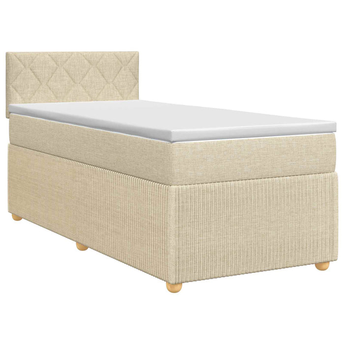 Pat boxspring cu saltea cu headboard Crem 100 x 200 cm Țesătură WALTI