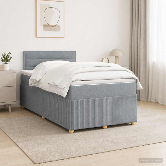 Pat boxspring cu saltea Gri deschis 120 x 190 cm Țesătură - WALTI WALTI