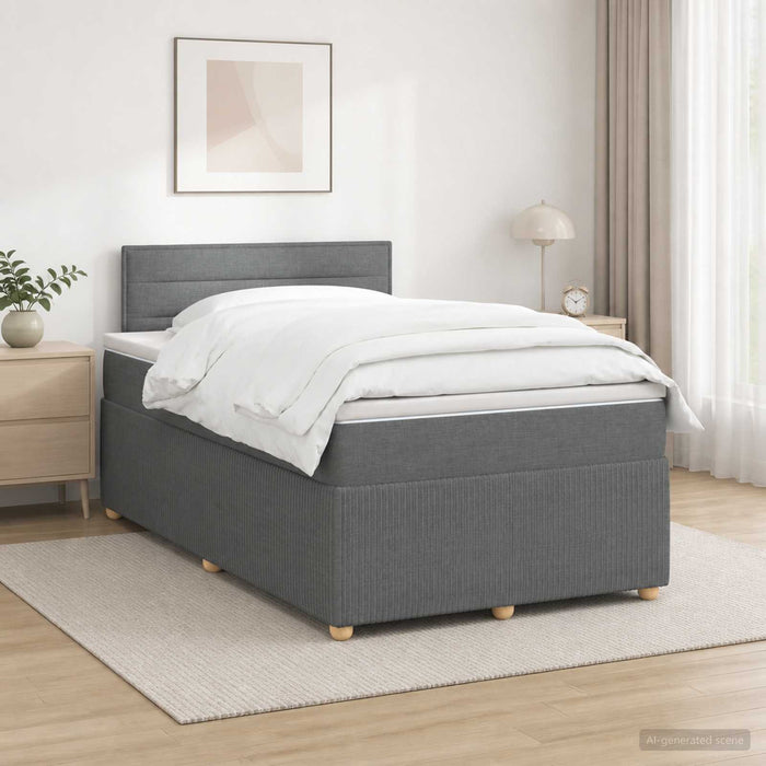 Pat boxspring cu saltea Gri închis 120 x 190 cm Țesătură - WALTI WALTI