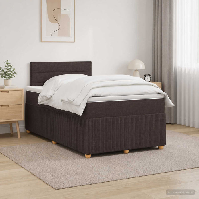 Pat boxspring cu saltea Maro închis 120 x 200 cm Țesătură WALTI