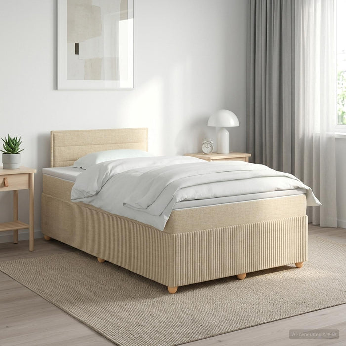 Pat boxspring cu saltea cu headboard Crem 120 x 200 cm Țesătură WALTI