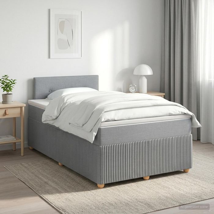 Pat boxspring cu saltea Gri deschis 120 x 190 cm Țesătură - WALTI WALTI