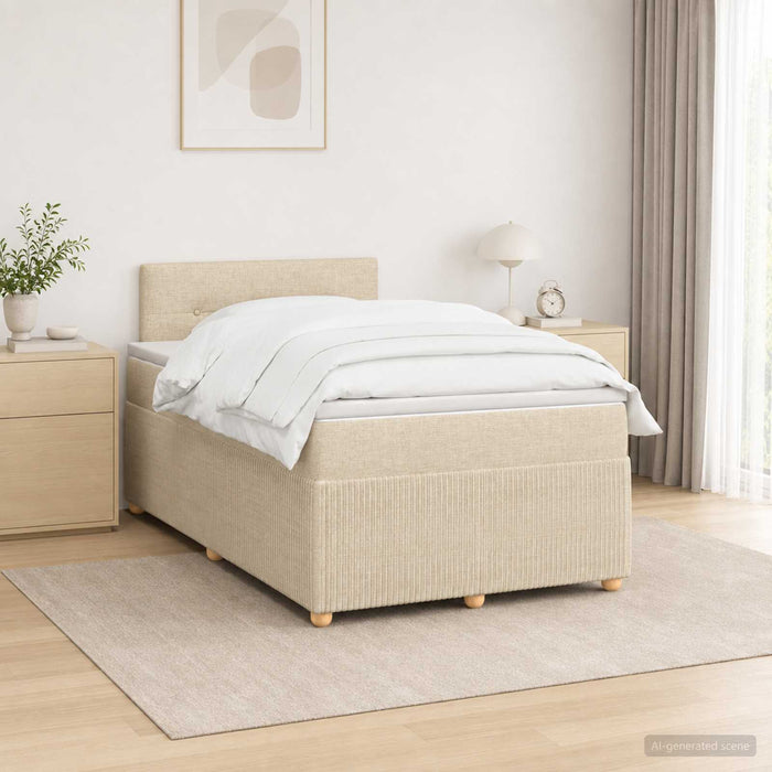 Pat boxspring cu saltea cu headboard Crem 120 x 200 cm Țesătură WALTI