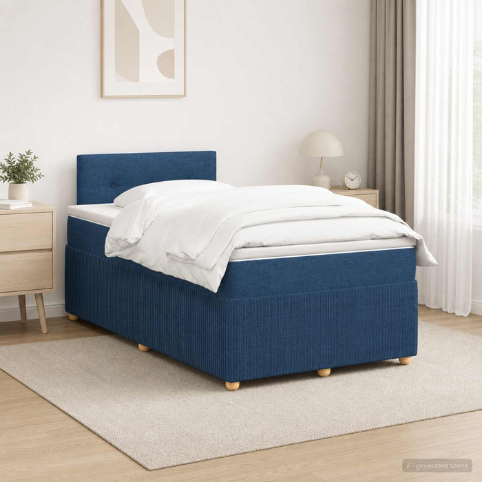 Pat boxspring cu saltea albastru 120 x 200 cm Țesătură WALTI
