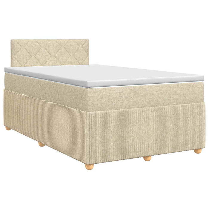 Pat boxspring cu saltea cu headboard Crem 120 x 200 cm Țesătură WALTI