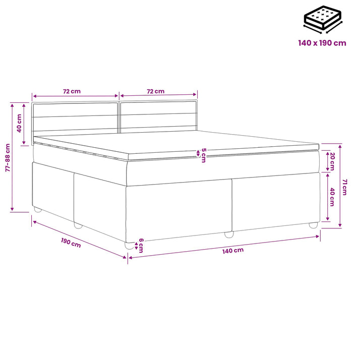 Pat boxspring cu saltea Gri deschis 140 x 190 cm Țesătură WALTI