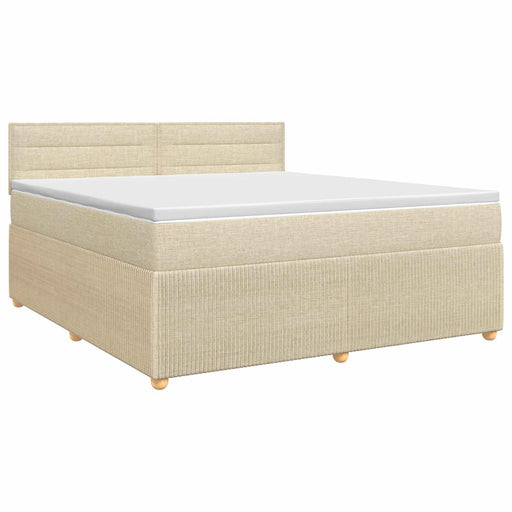 Pat boxspring cu saltea cu headboard Crem 140 x 190 cm Țesătură - WALTI WALTI