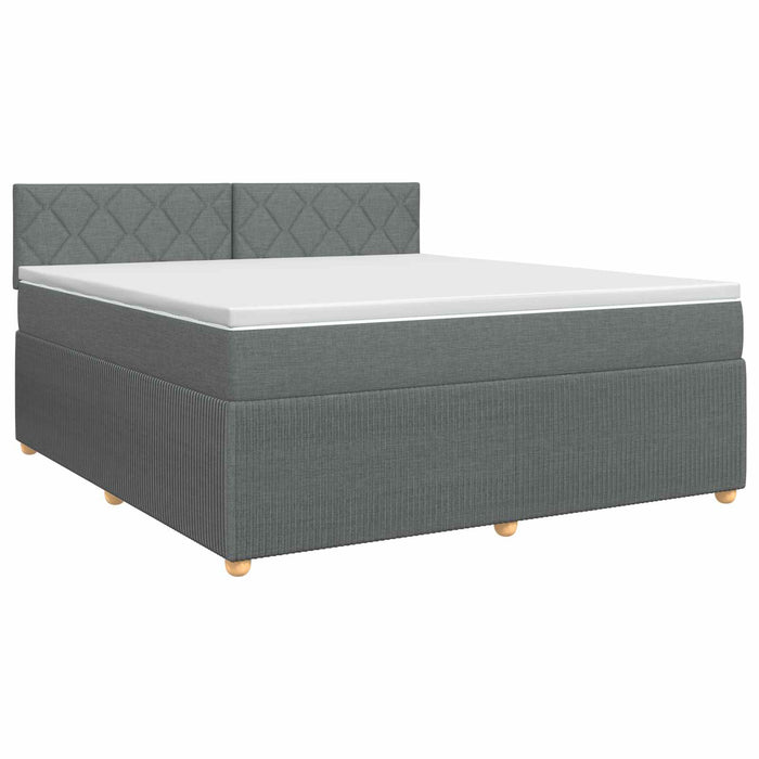 Pat boxspring cu saltea Gri închis 140 x 190 cm Țesătură WALTI