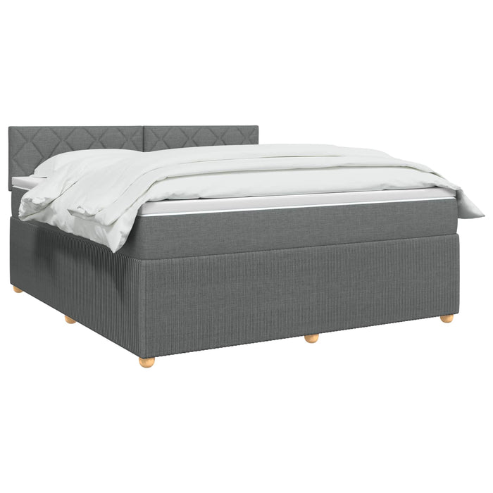 Pat boxspring cu saltea Gri închis 140 x 190 cm Țesătură WALTI
