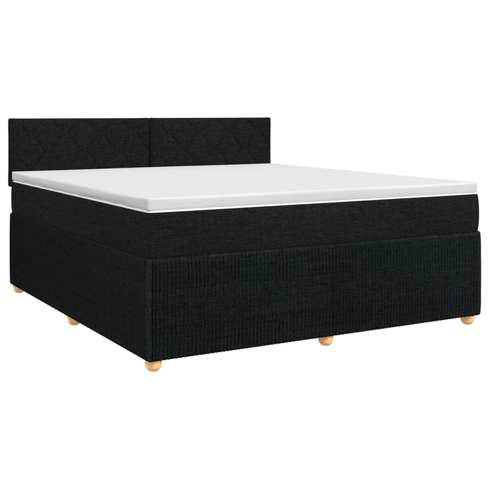 Pat boxspring cu saltea Negru 140 x 190 cm Țesătură WALTI