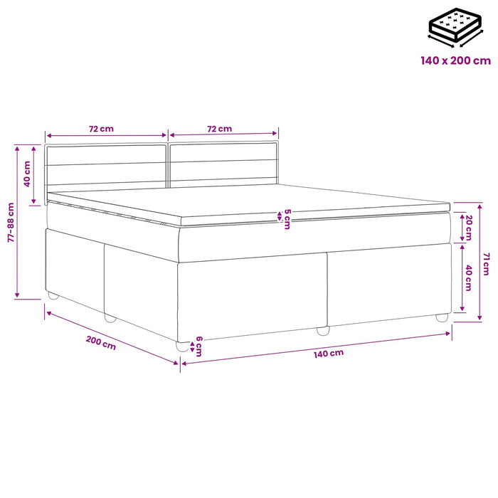 Pat boxspring cu saltea Gri deschis 140 x 200 cm Țesătură WALTI