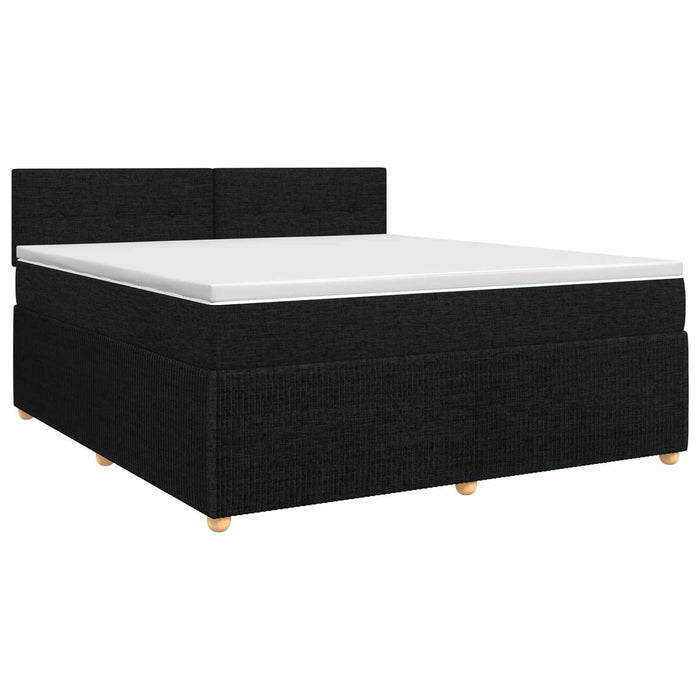 Pat boxspring cu saltea Negru 140 x 200 cm Țesătură WALTI